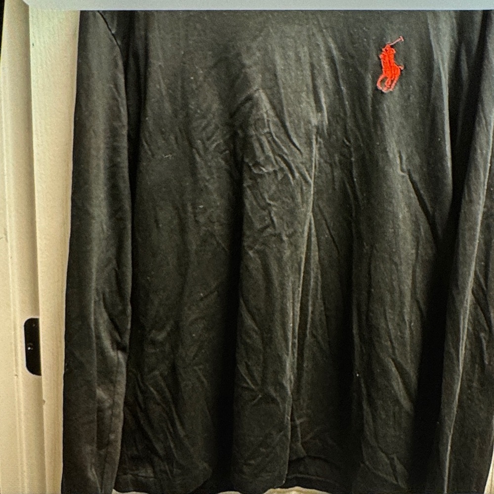 Ralph Lauren Black Long Sleeve Shirt with Red Logo size L/ NWOT 630